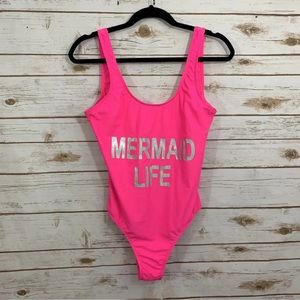 Atmosphere Neon Pink Mermaid Life Low Back Bathing Suit Swimsuit One Piece
